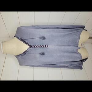 Ivy and Lace small washed blue sweater front blouse back mixed media shirt